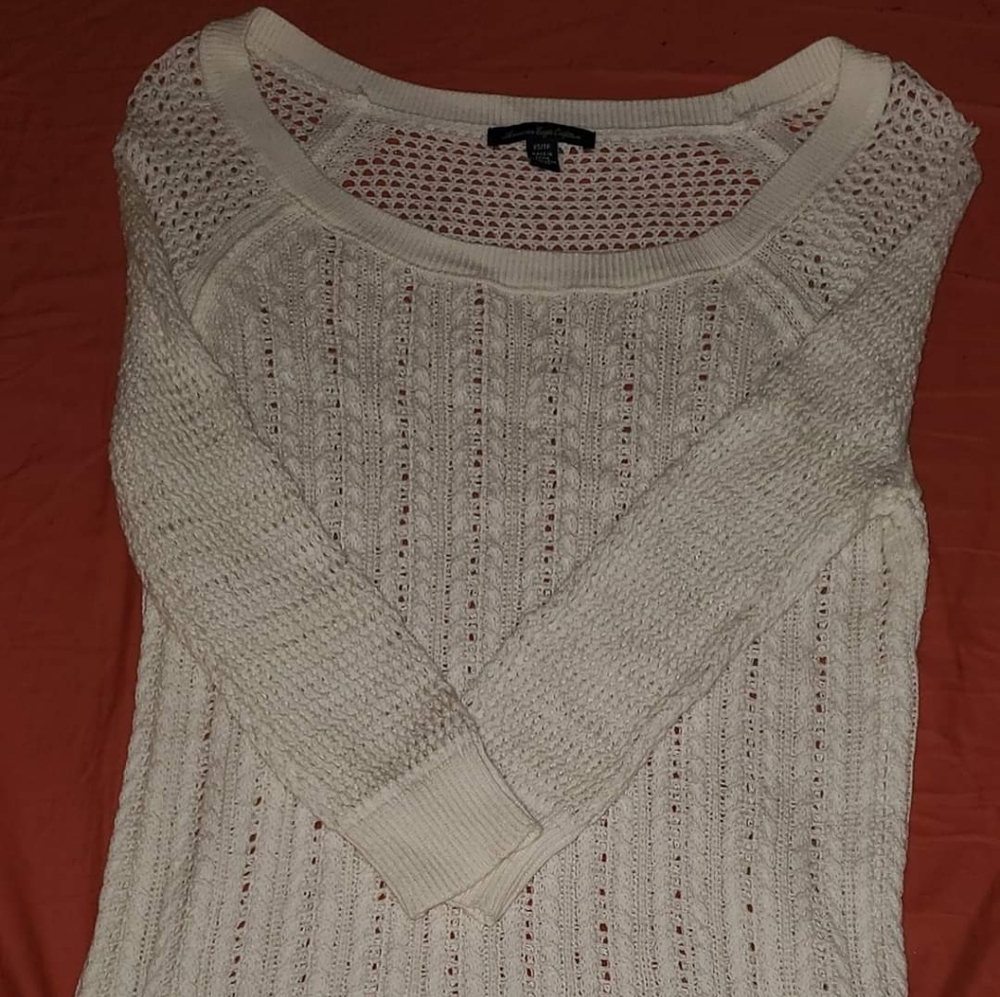 White Knitted Long Sleeve Shirt